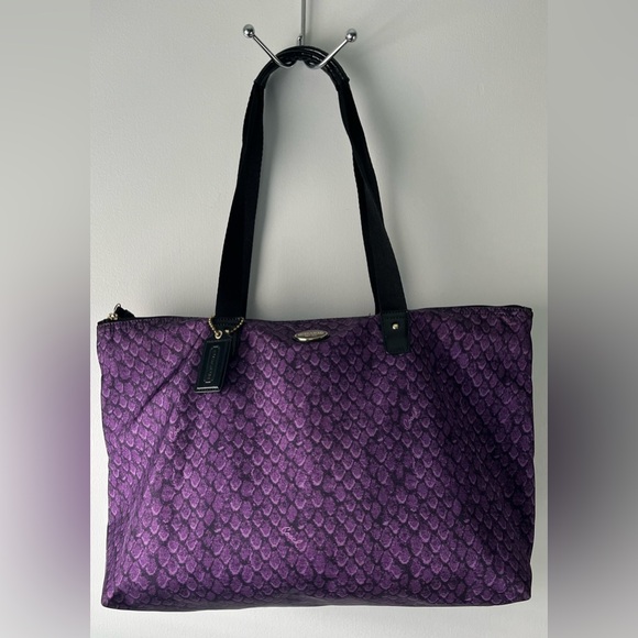 Coach Handbags - Coach XL Getaway Nylon Travel Weekender Tote/Pouch in Signature Purple Snakeskin